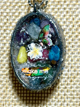 Load image into Gallery viewer, Orgonic POWER BAND-IT Silver Tone Chain Hand Crafted Reversible Orgonic JOY Ellipse &quot;Heavenly Paradise&quot; Magnetic Crystal Coils &quot;you make me happy&quot;