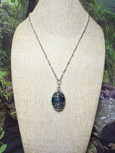 Orgonic POWER BAND-IT Silver Tone Chain Hand Crafted Reversible Orgonic JOY Ellipse "Heavenly Paradise" Magnetic Crystal Coils "you make me happy"