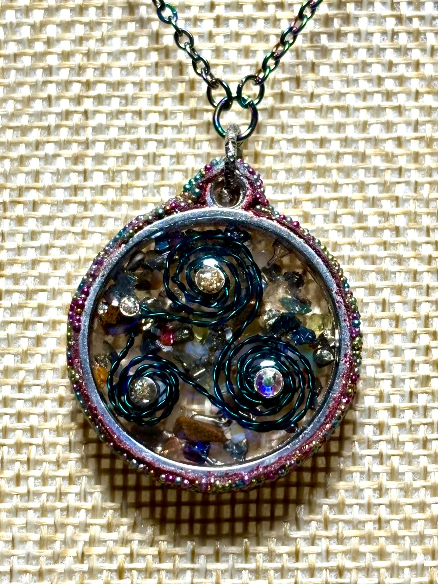 Orgonic POWER BAND-IT Rainbow Stainless Chain Hand Crafted Reversible Orgonic Sphere Magnetic Crystal Coils