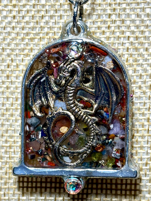 Orgonic POWER BAND-IT Silver Tone Chain Hand Crafted Reversible Dragon Bell