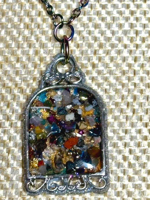 Orgonic POWER BAND-IT Rainbow Stainless Chain Hand Crafted Reversible LOVE Cage