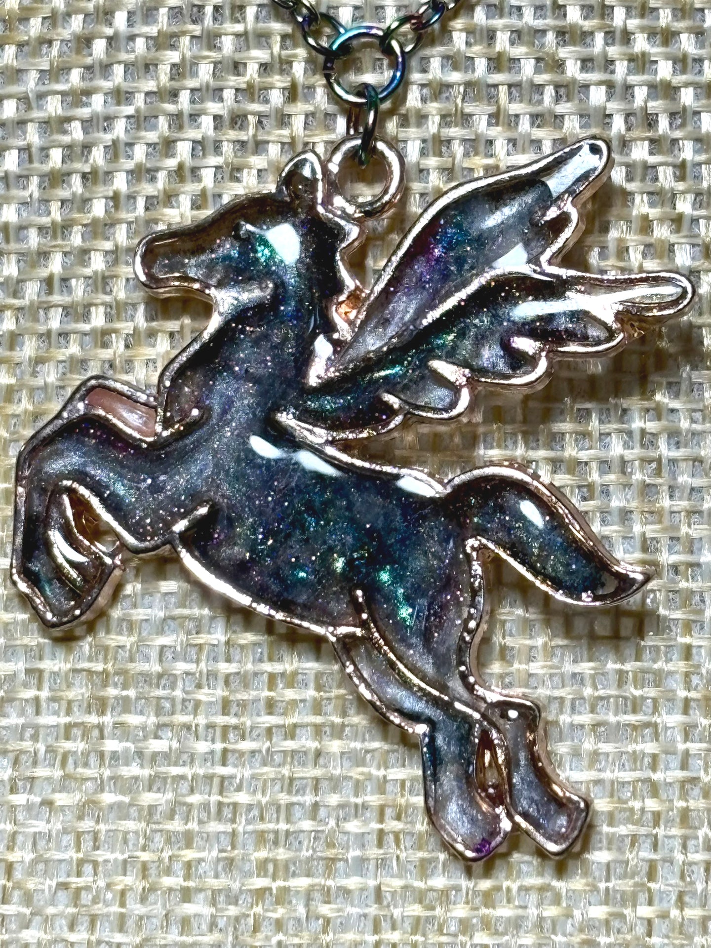 Charming POWER BAND-IT Rainbow Stainless Steel Chain Hand Crafted Reversible Pegasus
