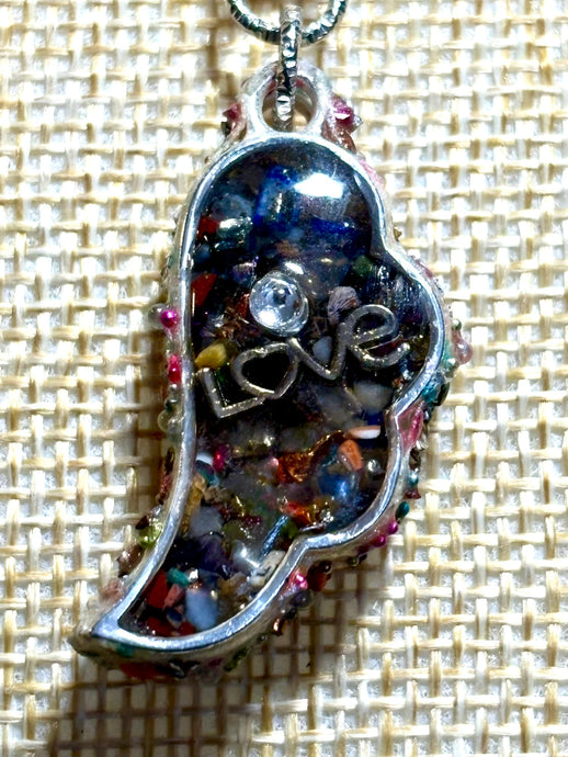 Orgonic POWER BAND-IT Silver Tone Chain Hand Crafted Reversible LOVE Leaf