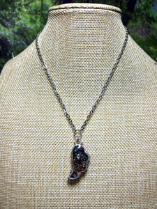 Orgonic POWER BAND-IT Silver Tone Chain Hand Crafted Reversible LOVE Leaf