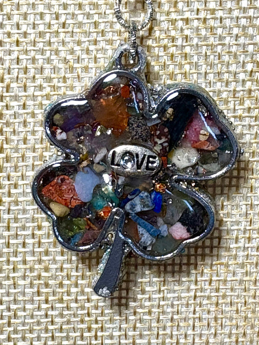 Orgonic POWER BAND-IT Silver Tone Chain Hand Crafted Reversible LOVE 4 Leaf Clover