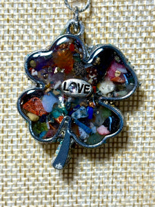 Orgonic POWER BAND-IT Silver Tone Chain Hand Crafted Reversible LOVE 4 Leaf Clover