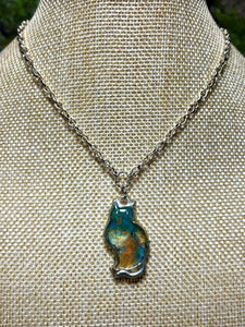 Orgonic POWER BAND-IT Silver Tone Chain Hand Crafted Reversible Cat