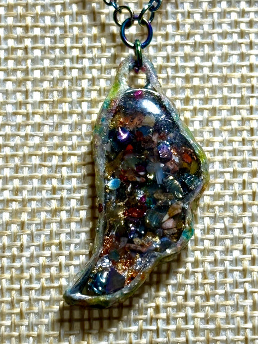 Orgonic POWER BAND-IT Silver Tone Chain Hand Crafted Reversible Leaf
