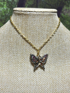 Orgonic POWER BAND-IT Gold Tone Chain Hand Crafted Reversible Orgonic Butterfly