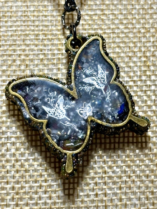 Orgonic POWER BAND-IT Gunmetal Chain Hand Crafted Reversible Ornate Butterfly