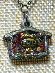 Orgonic POWER BAND-IT Rainbow Stainless Chain Hand Crafted Orgonic Reversible LOVE Hut