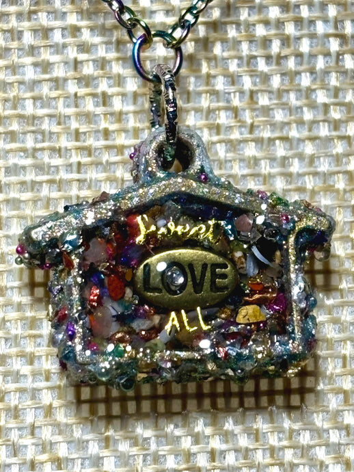 Orgonic POWER BAND-IT Rainbow Stainless Chain Hand Crafted Orgonic Reversible LOVE Hut