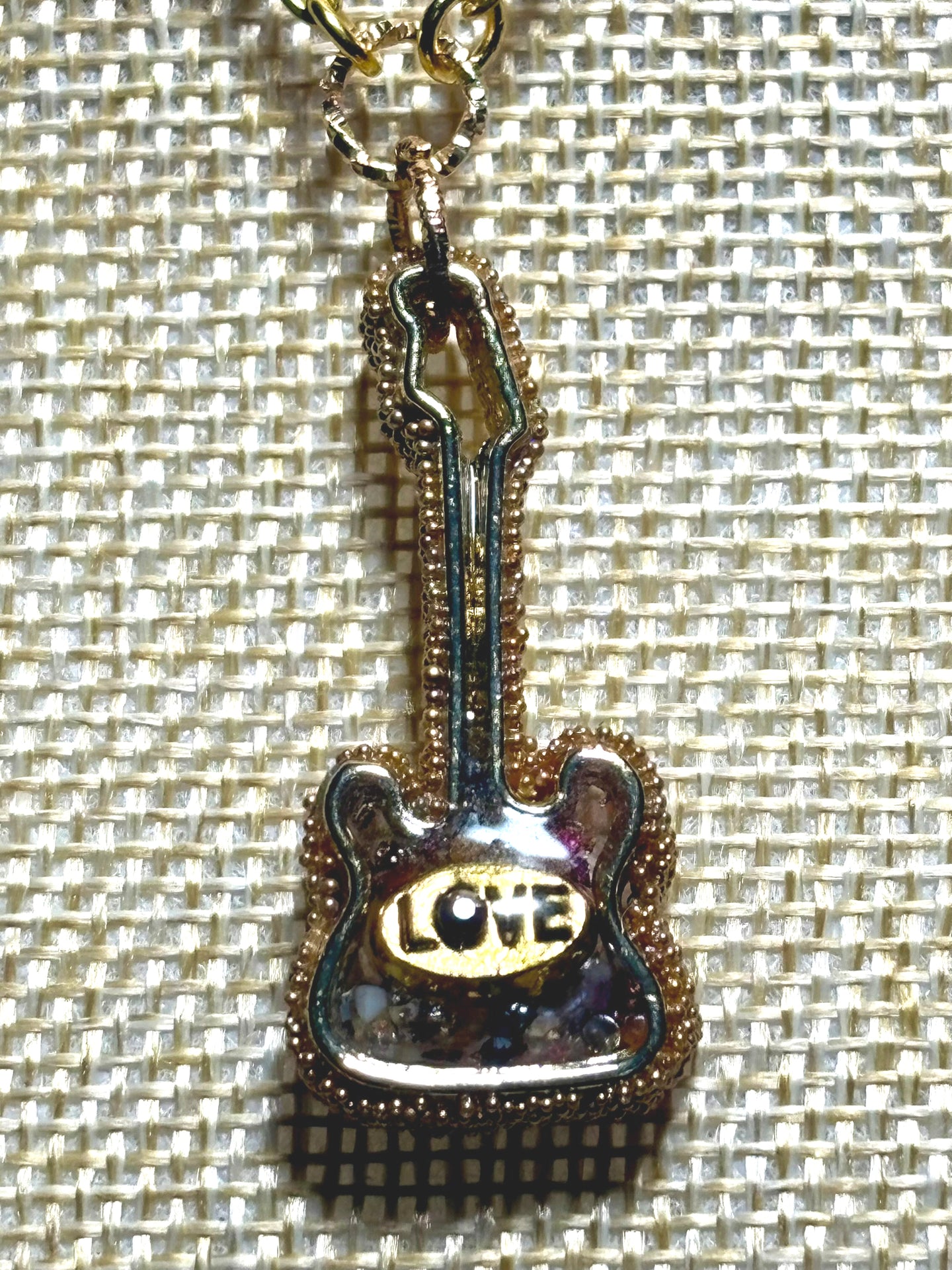 Orgonic POWER BAND-IT Gold Tone Chain Hand Crafted Reversible LOVE Guitar