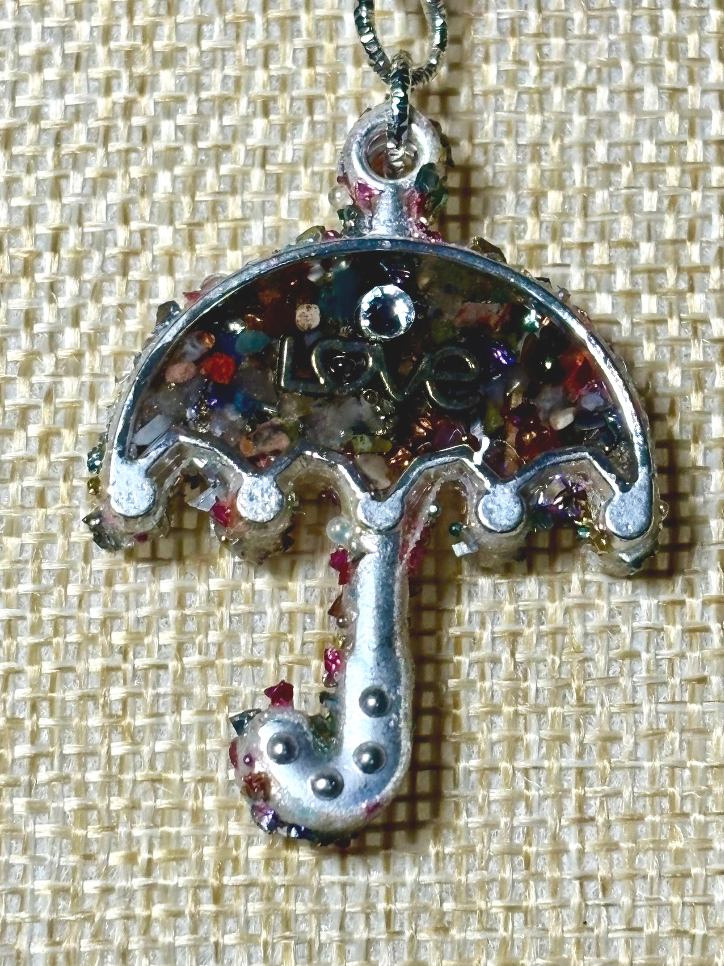 Orgonic POWER BAND-IT Silver Tone Chain Hand Crafted Reversible Orgonic LOVE Umbrella