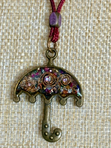 Orgonic POWER BAND-IT Burgundy Corded Hand Crafted Reversible Umbrella Magnetic Crystal Coils