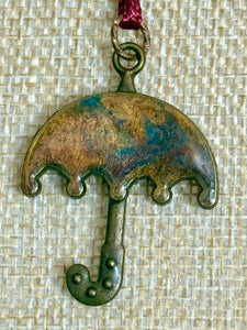 Orgonic POWER BAND-IT Burgundy Corded Hand Crafted Reversible Umbrella Magnetic Crystal Coils