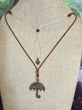 Load image into Gallery viewer, Orgonic POWER BAND-IT Burgundy Corded Hand Crafted Reversible Umbrella Magnetic Crystal Coils