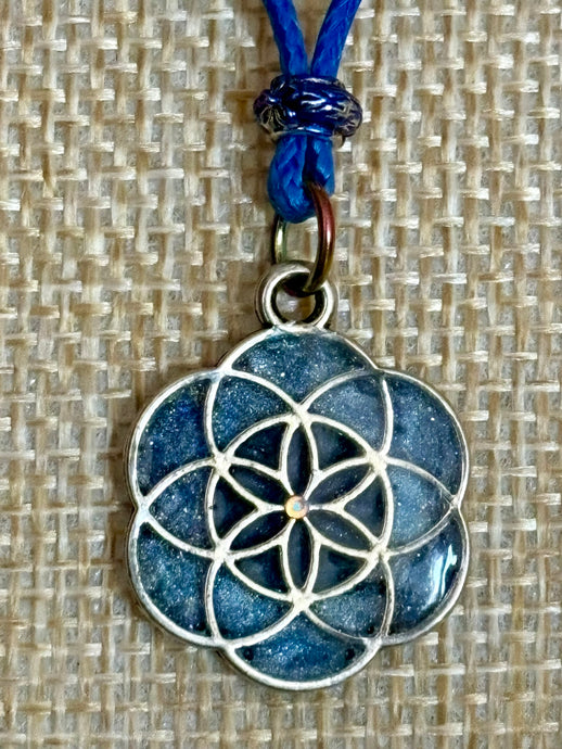 BAND-IT Blue Corded Hand Crafted Flower of Life