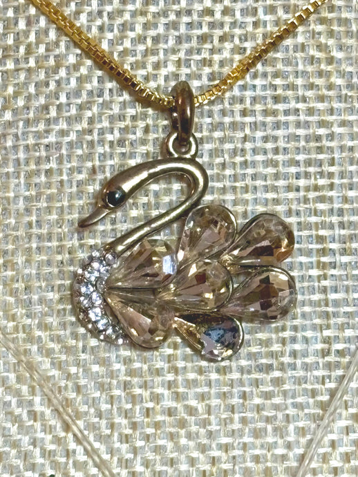 BAND-IT Gold Filled Box Chain CZ Gemstone Swan