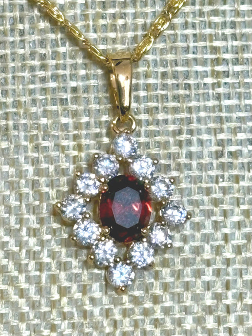 Precious Metal POWER BAND-IT Gold Filled Links CZs & Red Gemstone