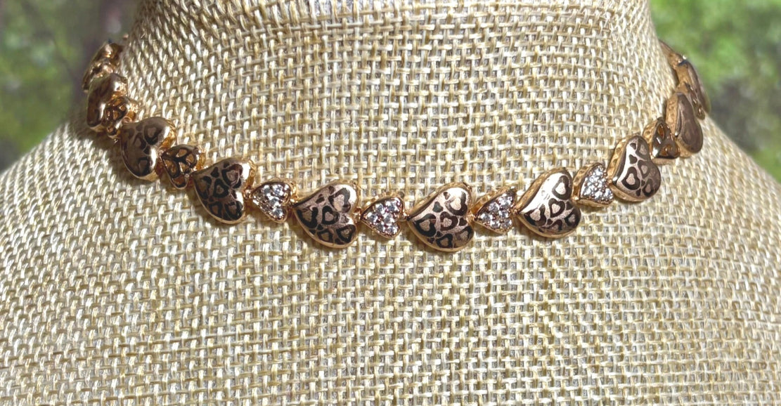 Precious Metal POWER BAND-IT Gold Filled Etched Crystal Hearts
