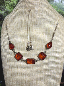 BAND-IT Hand Crafted Real Silver and Genuine Amber Gemstones