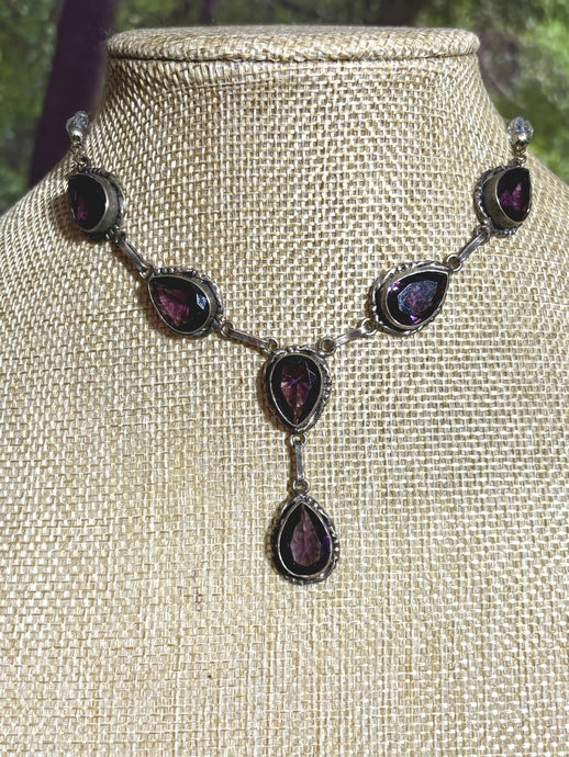 BAND-IT Hand Crafted Real Silver and Genuine Dark Amethyst Gemstones