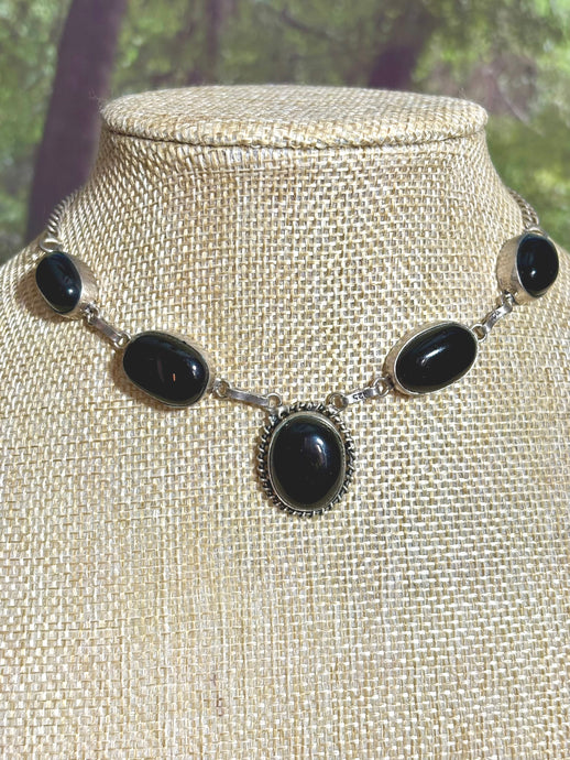 BAND-IT Hand Crafted Real Silver and Genuine Black Gemstones
