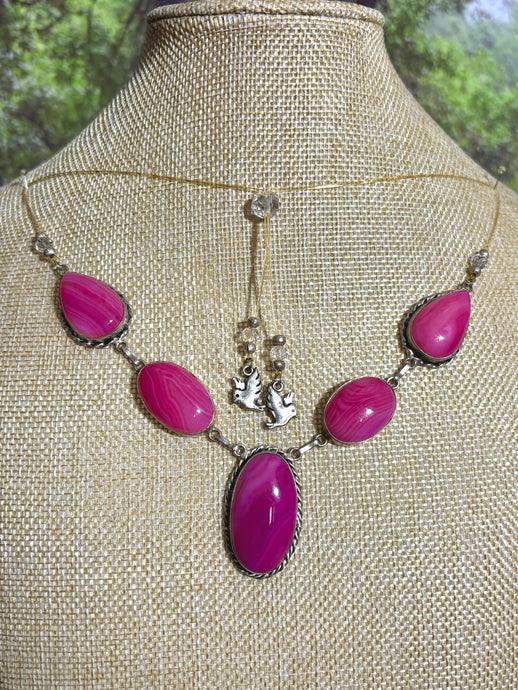 BAND-IT Hand Crafted Real Silver and Genuine Large Pink Gemstones
