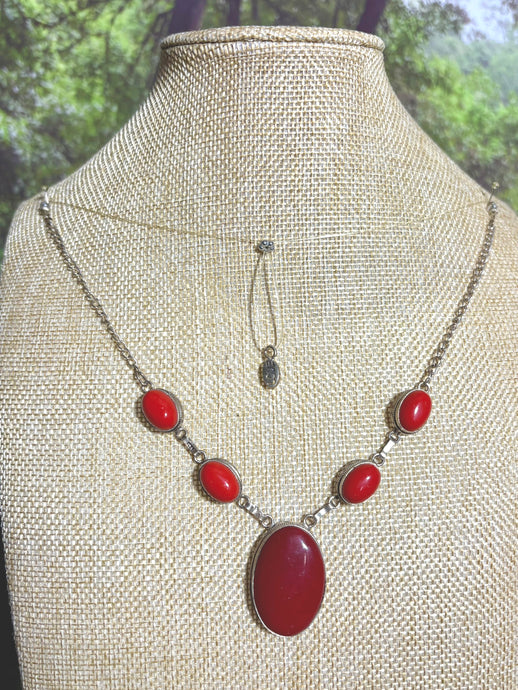 BAND-IT Hand Crafted Real Silver and Genuine Red Gemstones