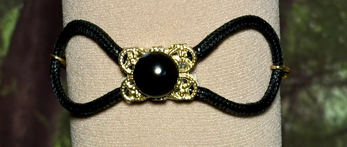 INFINITY POWER Arm/Ankle BAND-IT R1 Black Gemstone Gold Made with Love Ending