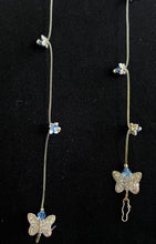 Load image into Gallery viewer, Jeweled Xtension SDLB1 Lt. Blue Diamonds Silver Leaves Butterflies Stretchy Clear