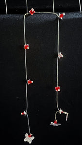 Jeweled Xtension SDLB3 Red Diamonds Silver Leaves Butterflies Stretchy Clear