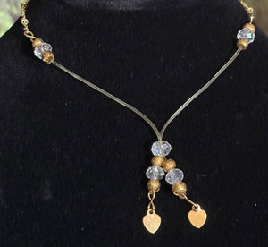 Precious POWER Arm/Ankle BAND-IT Gold Filled Beaded Chain Tiny Heart Dangles