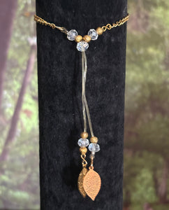 Precious POWER Arm/Ankle BAND-IT Gold Filled Chain Umbrella & Flower Leaf Dangles