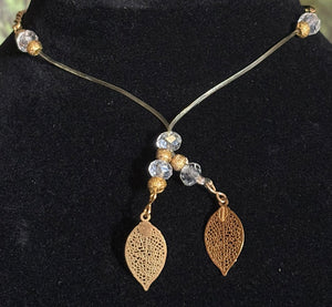 Precious POWER Arm/Ankle BAND-IT Gold Filled Chain CZ Umbrella & Flower Leaf Dangles