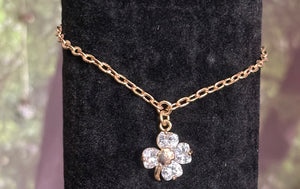 Precious POWER Arm/Ankle BAND-IT Gold Filled Chain & CZ Flower Leaf Dangles