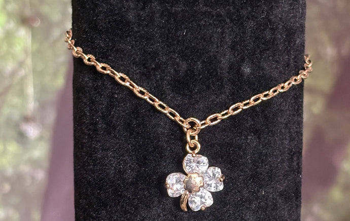 Precious POWER Arm/Ankle BAND-IT Gold Filled Chain & CZ Flower Leaf Dangles