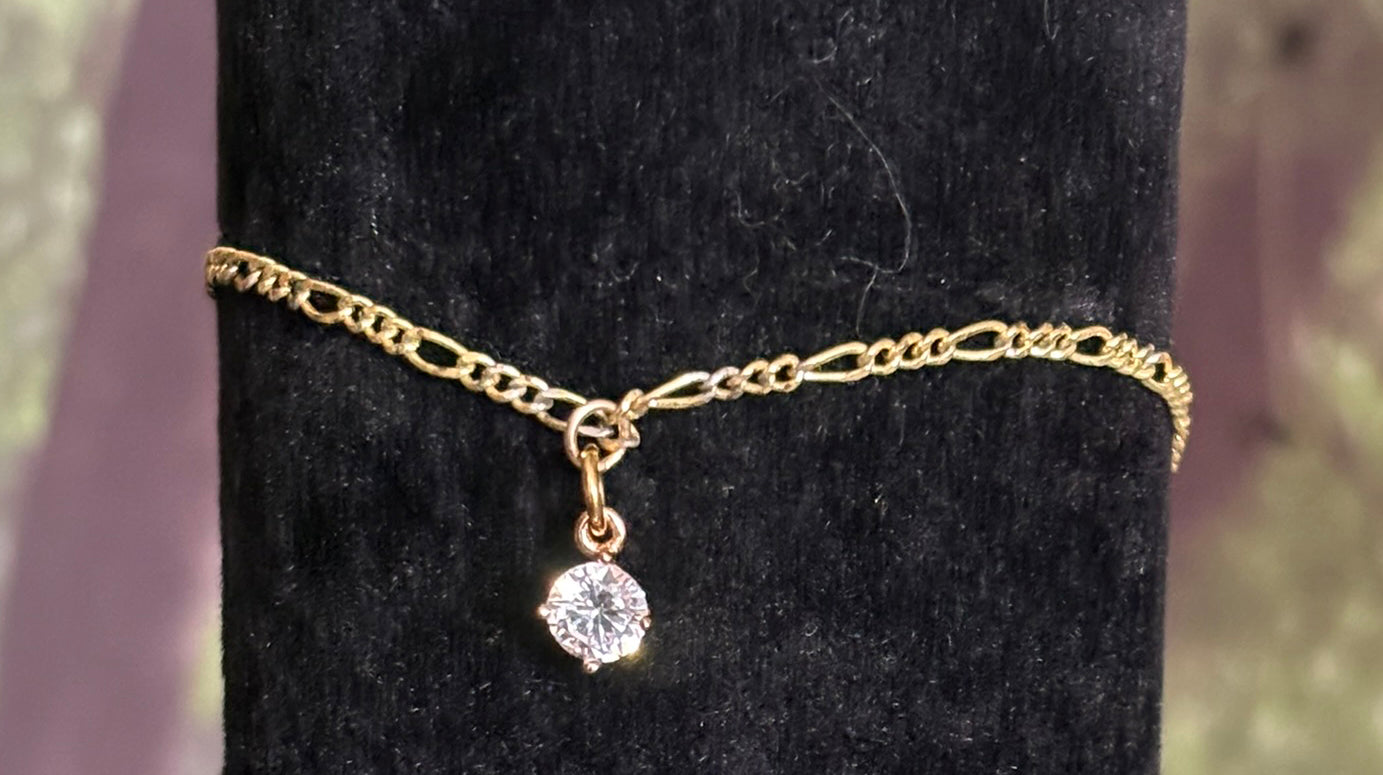 Precious POWER Arm/Ankle BAND-IT Gold Filled Chain CZ Drop Heart Dangles