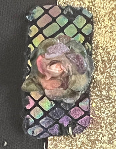 CLIP-IT Flowers CFT9 Tiny Art Deco Rainbow Rose Holographic Velvet