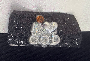 CLIP-IT Words CWT1  Black Shiny Velvet "I ♡ GOD"