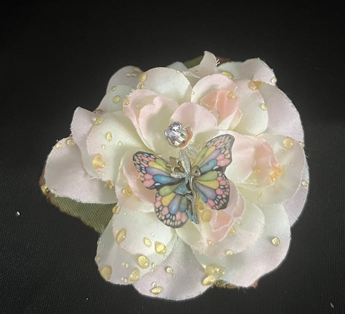 CLIP-IT Faux Flower CLFF4 Softly Pink Rose Fairy/Butterfly