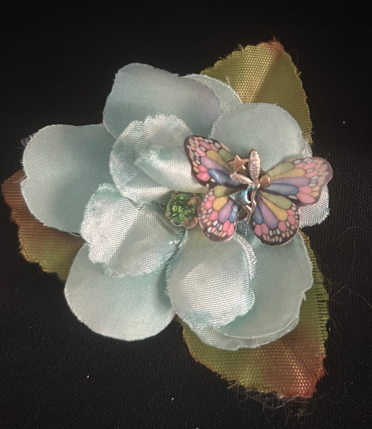 CLIP-IT Faux Flower CLFF6 Teal Butterfly Fairy Bloom