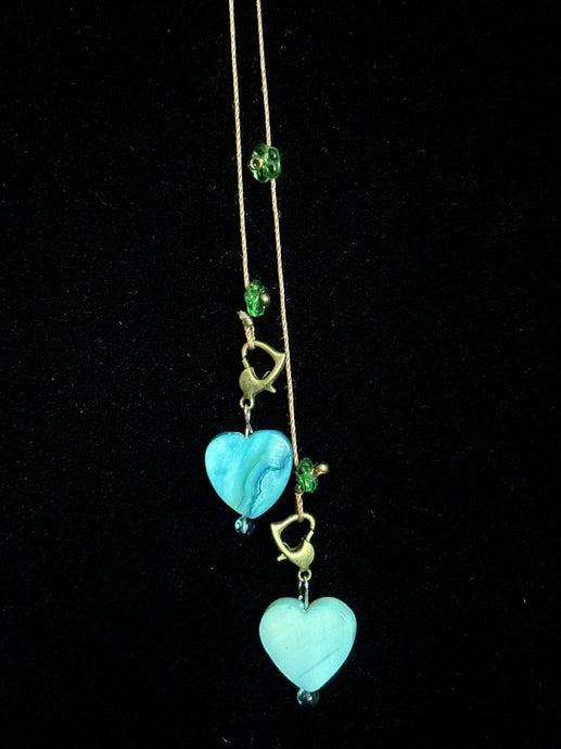 Limited Edition Jeweled XTension Repositionable Green Glass Flowers on Light  Brown Unbreakable Thread Bonus Matching Removable END-ITs (2 Mother of Pearl Hearts)