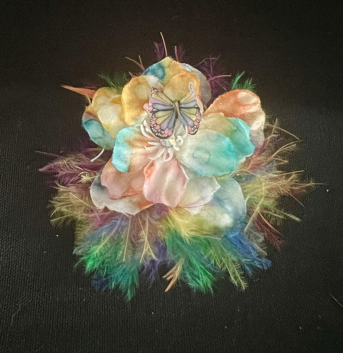 CLIP-IT Faux Flower CLFFF5 Bright Pastel Hues Butterfly w/Feathers