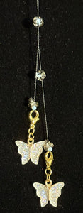 Jeweled XTension Limited Edition Repositionable Champagne Glass Flowers Tiny Gemstone Centers on Black Unbreakable Thread Bonus Matching Removable END-ITs (2 Ornate Butterflies)