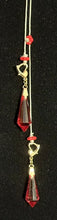 Load image into Gallery viewer, Jeweled XTension Limited Edition Repositionable Red Glass Flowers on Blonde Unbreakable Thread Bonus Matching Removable END-ITs (2 Faceted Glass Crystal Drops)