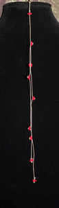 Jeweled XTension Limited Edition Repositionable Red Glass Flowers on Blonde Unbreakable Thread Bonus Matching Removable END-ITs (2 Faceted Glass Crystal Drops)