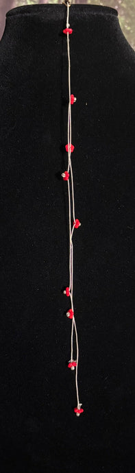 Limited Edition Jeweled XTension Repositionable Red Glass Flowers on Blonde Unbreakable Thread Bonus Matching Removable END-ITs (2 Faceted Glass Crystal Drops)