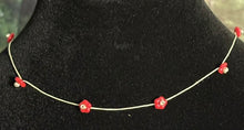 Load image into Gallery viewer, Jeweled XTension Limited Edition Repositionable Red Glass Flowers on Blonde Unbreakable Thread Bonus Matching Removable END-ITs (2 Faceted Glass Crystal Drops)